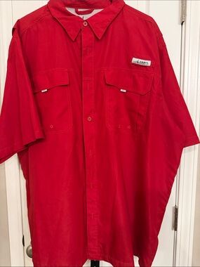 Habitat Short Sleeve Button-Down Shirt — Red